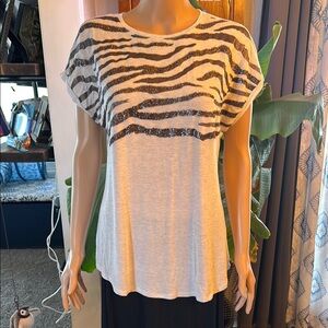Zebra Stripe Top - Light Gray and Purple